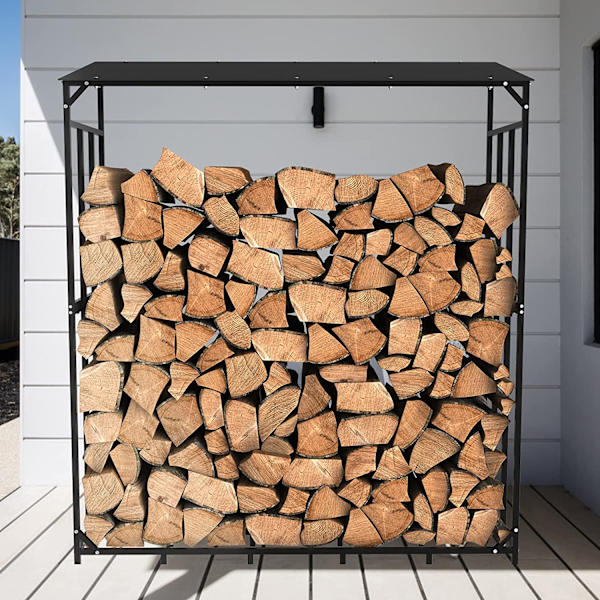 Wisfor vedhylla för vedträ, skjul för stockhållare utomhus, vedstaplare i stålrör, med cover rostbeständig, 61,6" x 23,6" x 66,3"