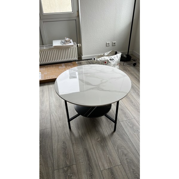 Wisfor soffbord, Sidobord, Cafébord, vardagsrumbord, runda soffbord, soffbord ja marmori White