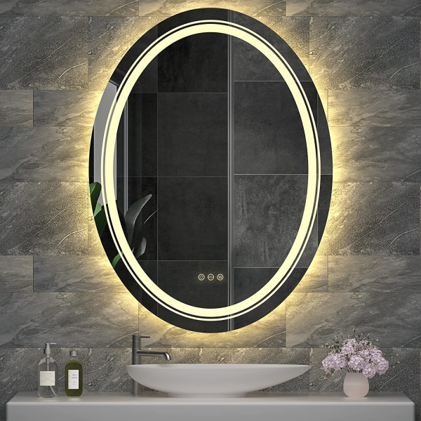 Wisfor badrumsspegel, 600x800 mm, oval sminkspegel, väggmonterad sminkspegel