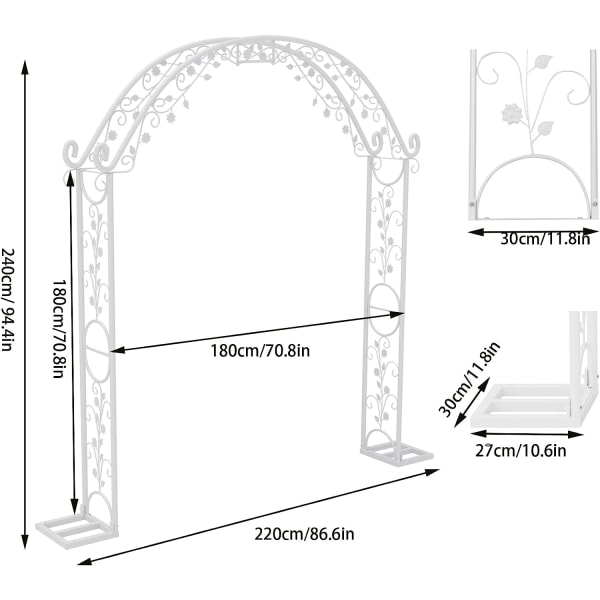 Wisfor Bröllopsbåge, 240 × 220, rosbåge i metall, stabil ballongbåge, dekorationsstativ för blomsterballonger, för bröllopsfest födelsedag