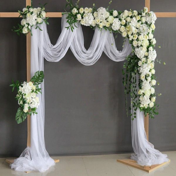 Wisfor Wood Wedding Backdrop Stand, 10x10ft, Garden Wooden Arch Flowers Frame Stand, Bröllopsceremoni Bakgrundsställ