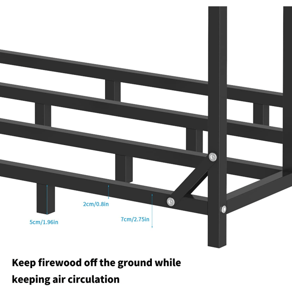 Wisfor vedhylla för vedträ, skjul för stockhållare utomhus, vedstaplare i stålrör, med cover rostbeständig, 61,6" x 23,6" x 66,3"