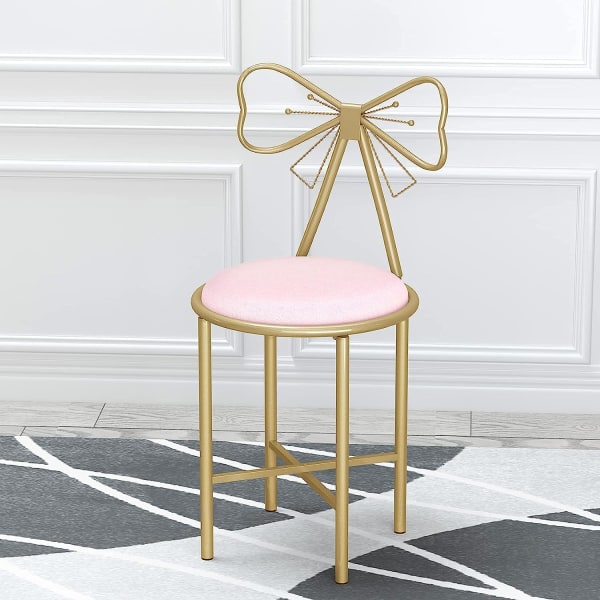 Wisfor Pink Sminkbordsstol, Sminkbordspall, Velvet Sminkbordsstol, med härligt högt ryggstöd, bekväm sminkstol