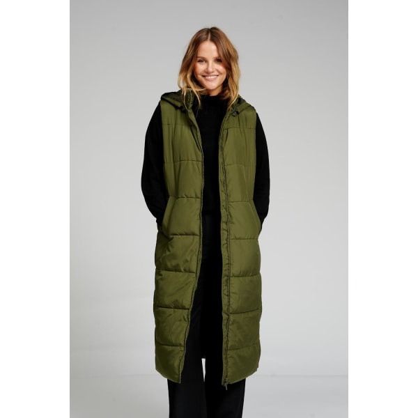 Long Puffer Vest - Dark Green