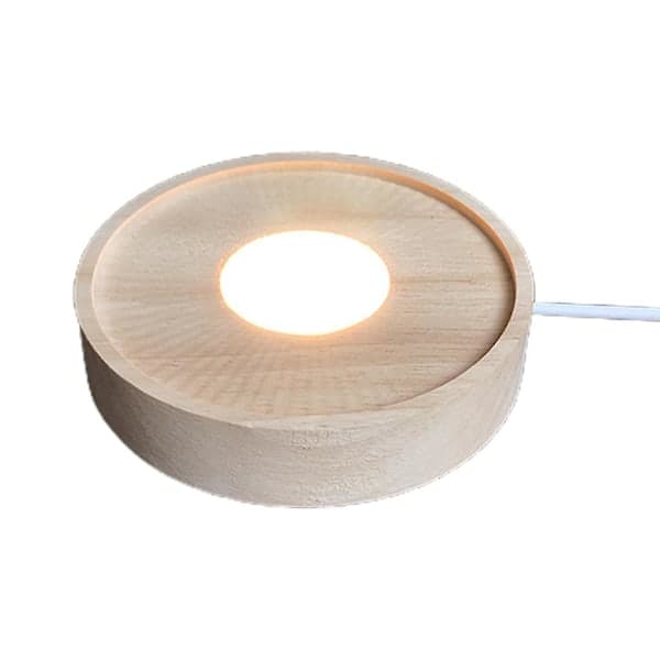 Rund Formet Display Piedestal LED-lys Displaybase Krystal Træbelysning Base QD