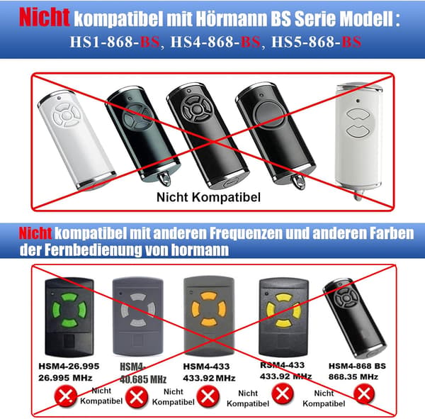 Garage Door Remote Control, Replacement for Hormann HSM4 868 HSE2 868, 2-Channel 868.3 MHz Mini Transmitter for Blue Button Models, 2-Pack