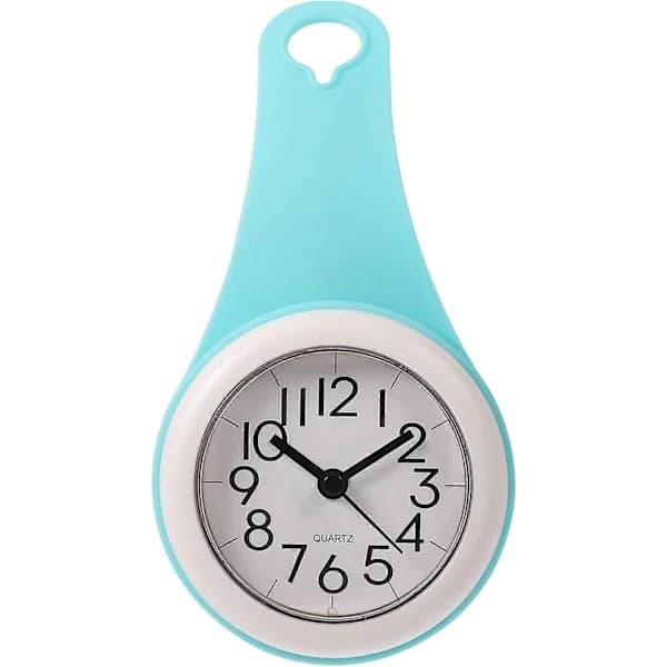 Silent Wall Clock Bathroom Clock Shower Clock Hanging Clock Kitchen Clock with Suction Cup Small Digital Wall Clock for Home Bathroom Blue[co]