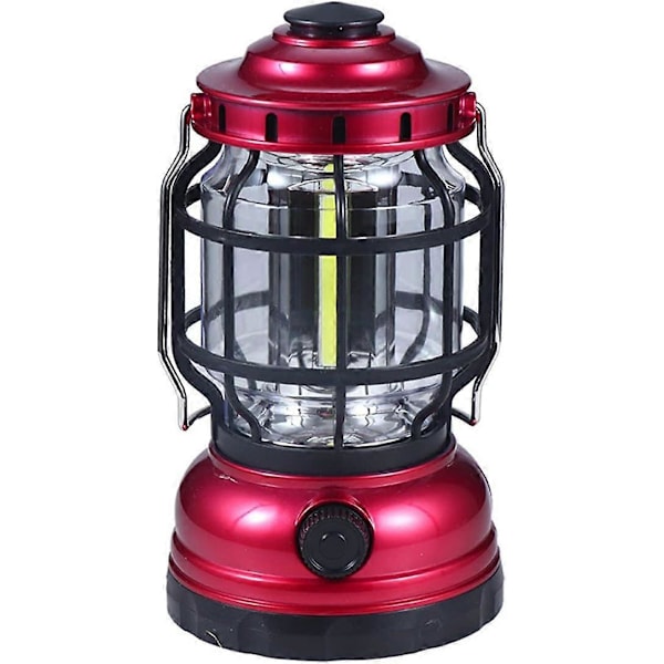 Bærbar retro LED-campinglampe - Bærbar campinglampe - Utendørs campinglykt - Bærbar campinglampe - Nattlampe (rød) B