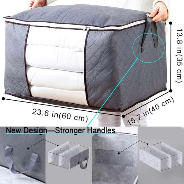 Clothing Storage Bag Large Capacity Clothing Storage Bag Thick Breathable Fabric Foldable Underbed Container-3 Piece Series