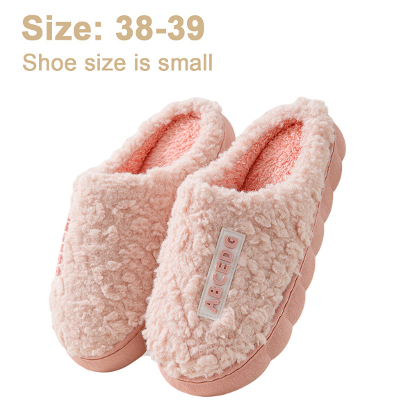 Höst- och vintertofflor i bomull för par, varma inneskor, tjocka, bekväma hemtofflor, pälsfodrade utomhusskor för män, rosa Pink Pink 38-39