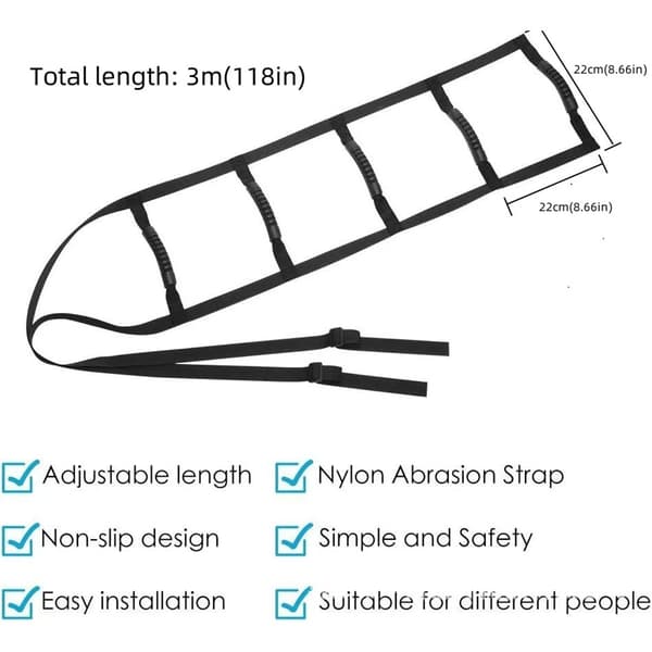 Bed Ladder Assistance Strap, Pull-Up Aid with 5 Handle Straps, Rope Ladder, Senior, Pregnant