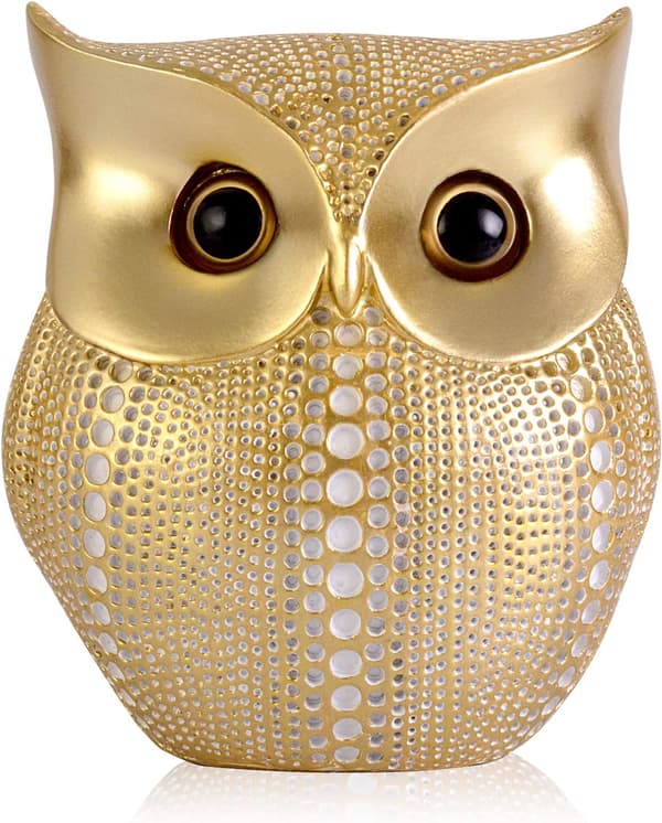 Uggla Staty Heminredning - Vit Guld, Retro Buho Ugglor Figurer För