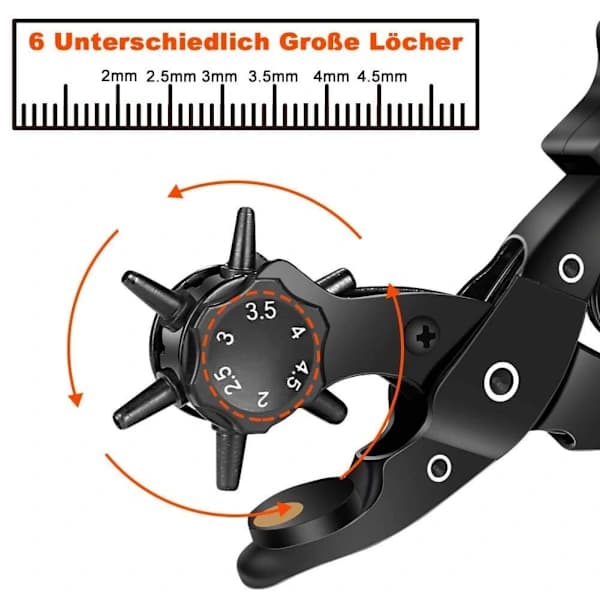 Belt Hole Puncher, Leather Hole Puncher with 2 Extra Punches