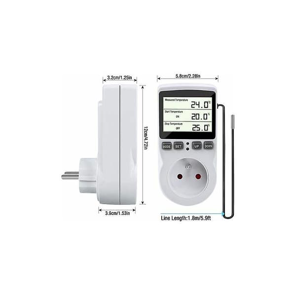 Termostatuttak, digital programmerbar uttakstimer med sonde, drivhusvarmer akvarium