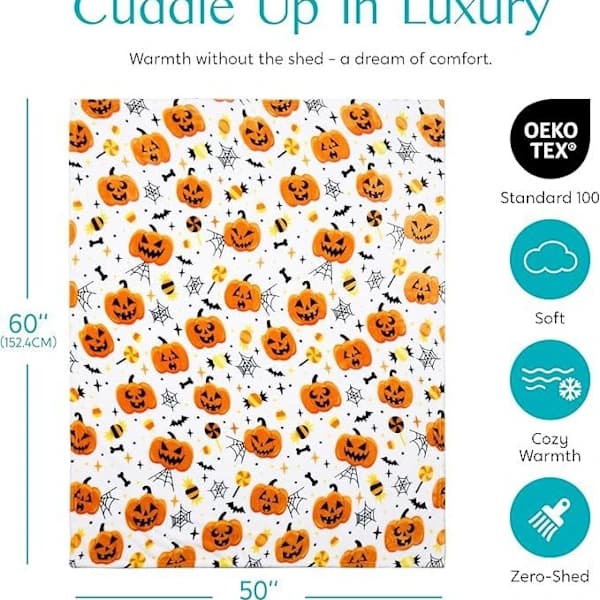 Halloween-teppe - Spindelvev Flaggermus Gresskar Teppe 50\"