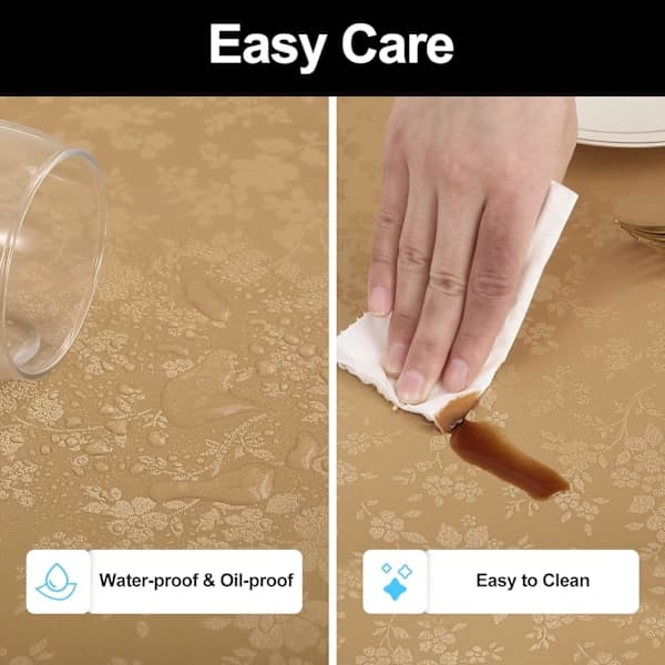 Waterproof Vinyl Tablecloth, Rectangular Heavy Duty Tablecloth, Wipeable Tablecloth for Kitchen and Dining Room (Brown, 52\" X 70\")