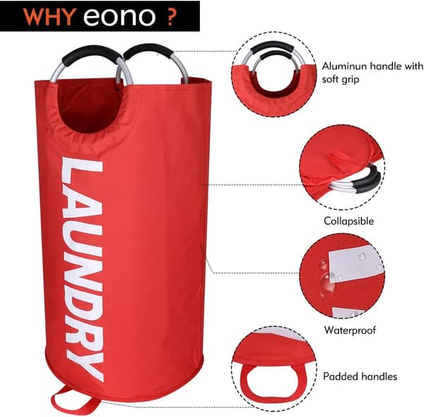 90L Large Laundry Basket, Foldable Fabric Laundry Hamper, Foldable Clothes Bag, Foldable Laundry Container - Red