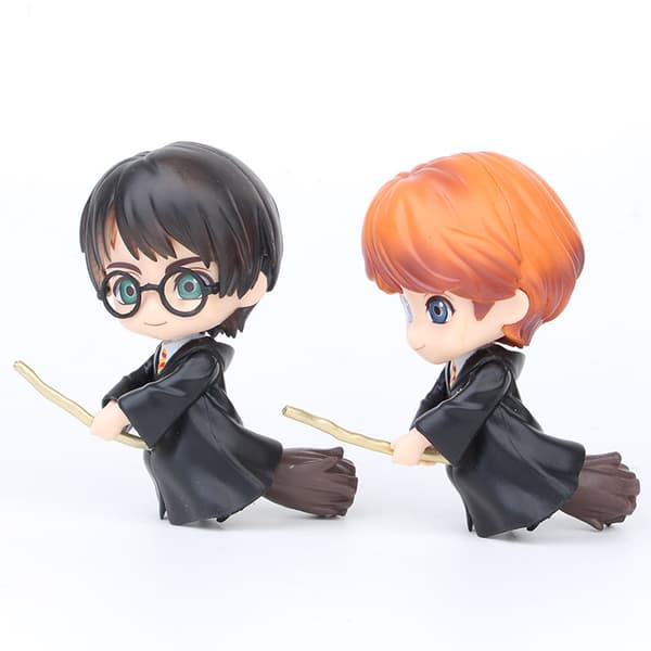 Harry Potter Q Version Troldmandsfigurer Sæt 6 stk – Hermione, Ron, Harry, Kagepynt, Bilpynt, Samlerlegetøj