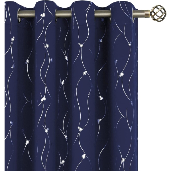 Nye gardiner med full blending: høypresisjon varmt sølv, marineblå, ett stykke 52*84 (132*213) 620g*2 stykker