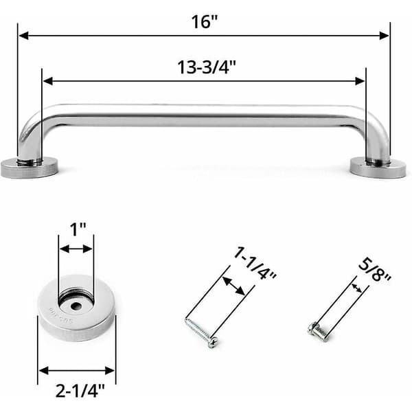 Baderomshåndtak, dusjhåndtak, rustfritt stål, for barn, eldre, 40 cm, 2-pakning