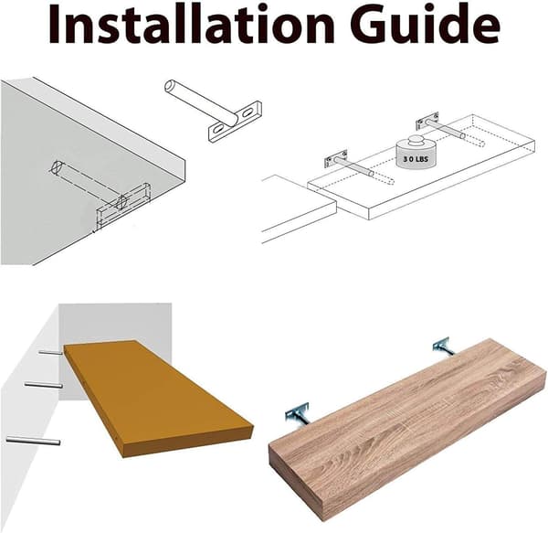 124 mm Floating Shelf Brackets Shelf Bracket, Invisible Floating Shelf Bracket, Brackets Floating Shelf Bracket Wooden Shelf Bracket (White, 2 pcs)