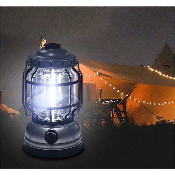 Bærbar retro LED-campinglampe - Bærbar campinglampe - Utendørs campinglykt - Bærbar campinglampe - Nattlampe (rød) C