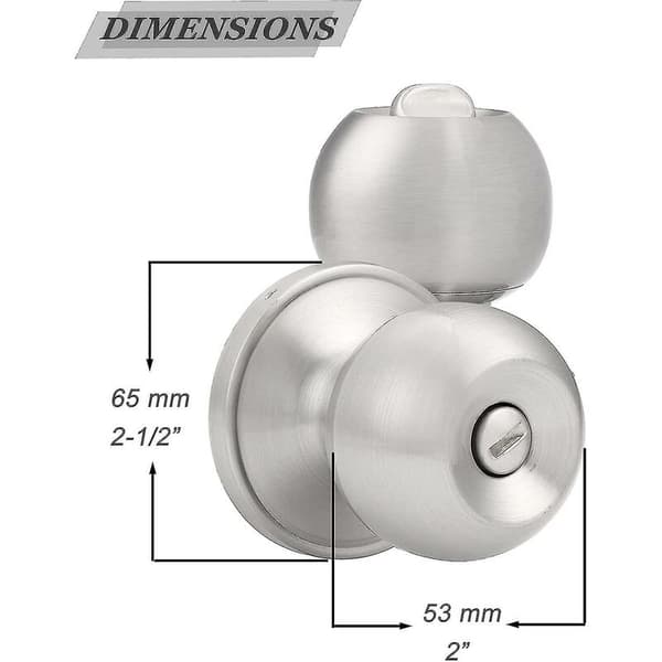 – Stainless Steel Round Privacy Lockset, Keyless Interior Door Knobs for Bedroom, Satin Nickel