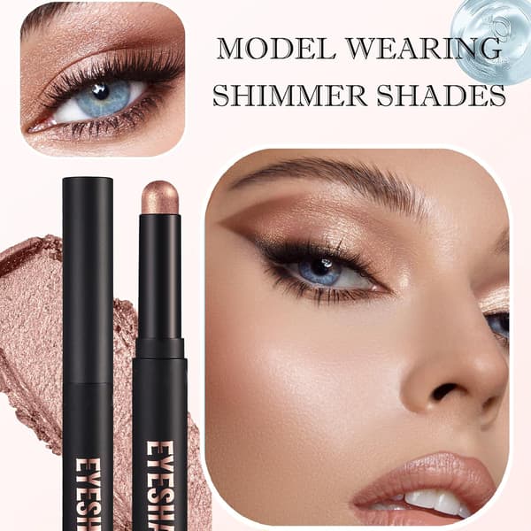Eyeshadow Stick Rosé Champagne – Waterproof Long-Lasting Creamy Formula – Smooth Glide Twist-Up Design Versatile