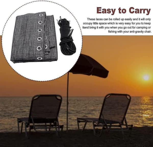 Replacement Cloth for Zero Gravity Recliner Chair - Replacement Cloth with Rope - Bendable Repair Cloth for Garden, Pool, Lawn - Black and Grey