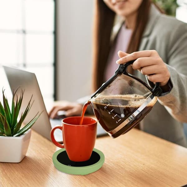 Cup Warmer, USB Coffee Mug Warmer with 3 Temperature Settings, Tempered Glass Electric Beverage Warmer, Energy-Saving Smart