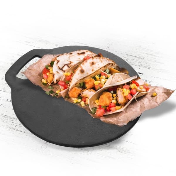 Støpejernspanne for steking av lapper, pizza og tortillaer