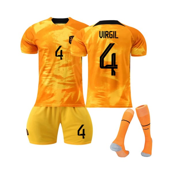 1 sæt hollandsk hjemme orange nummer 4 trøjesæt