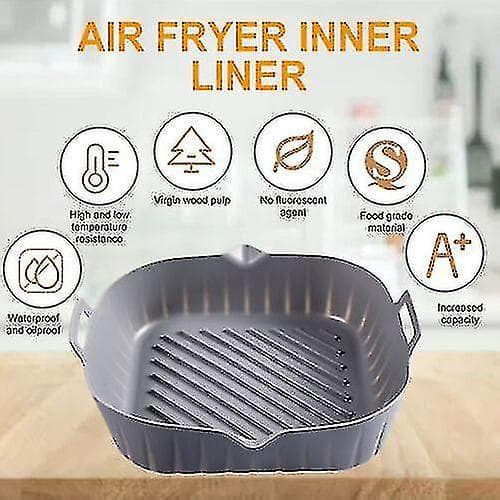 Airfryer Silikoneform Bageform Ovnform Non-stick Genanvendelig. Foringer. Mikrobølgesikker Grå Gray
