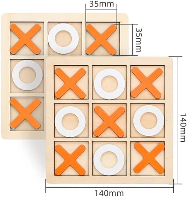Tic-Tac-Toe Træbrætspil X O Blokke Mini Bordplade Rustik Træ
