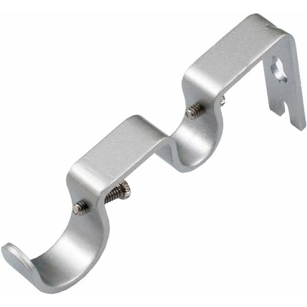 Kraftige gardinstangsfester 1\" og 5/8\" Dobbelstangsfeste Ikke-justerbart sett med 3. Sølv