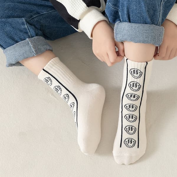 5 par mellemlange bomuldsstrømper, bløde og åndbare, multifunktionelle, varme, unisex, børnestrømper til børn XL til 9 til 12 år, 33-37