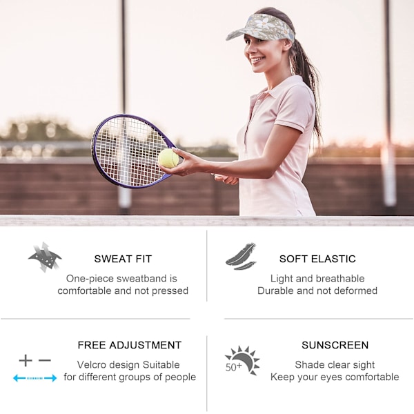 Solhat til damer - Justerbar sommersolbeskyttelse, golfsolhat til damer, baseballkasket med hestehaleåbning, trykt tennis-løbesolskærmskasket