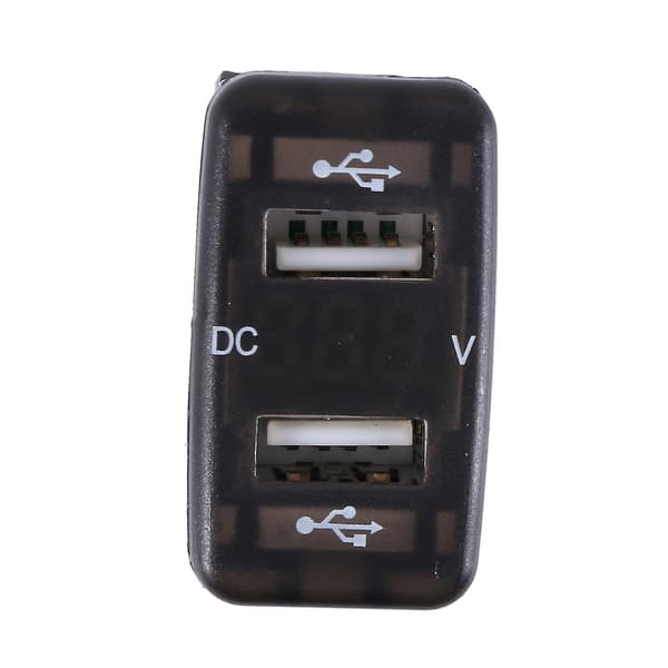 Billaderuttak dobbel USB-port lade voltmeter display adapter passer for rød