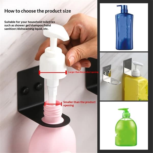 Soap Bottle Holder Wall Mounted (Black 4-pack)