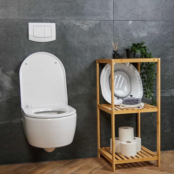 Sammenklappeligt siddebadekar til toilettet