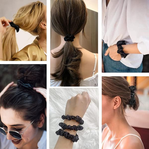 Silke Scrunchies [4 stk], Hårelastikk, Dame & Jenter