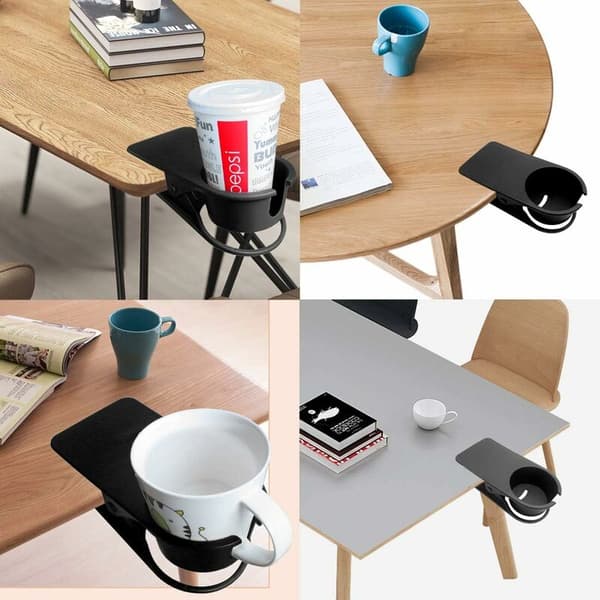 Clip-on drikkeholder til borde og skriveborde