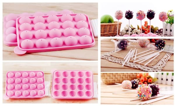 Cake Pops Silikoneform 2 Dele Med Pinde Form Klubber Pinde Bageform Rosa Rosa pink