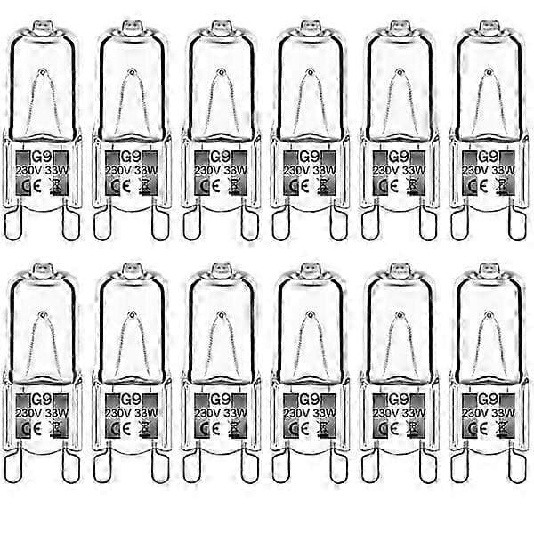 12-pack G9 halogen bulbs 33W 230V 2800K warm white 380lm clear capsule bulbs dimmable no flash no flicker White White