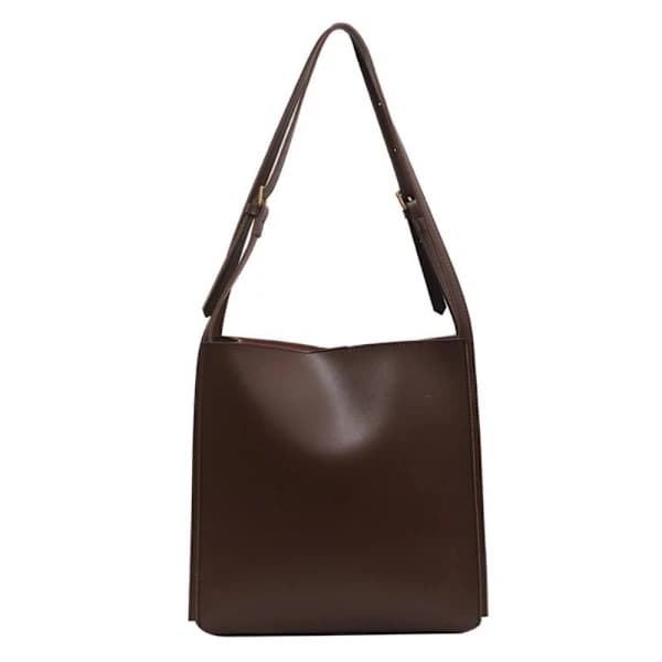 Skuldertaske i læder til kvinder, tote bag, SORT