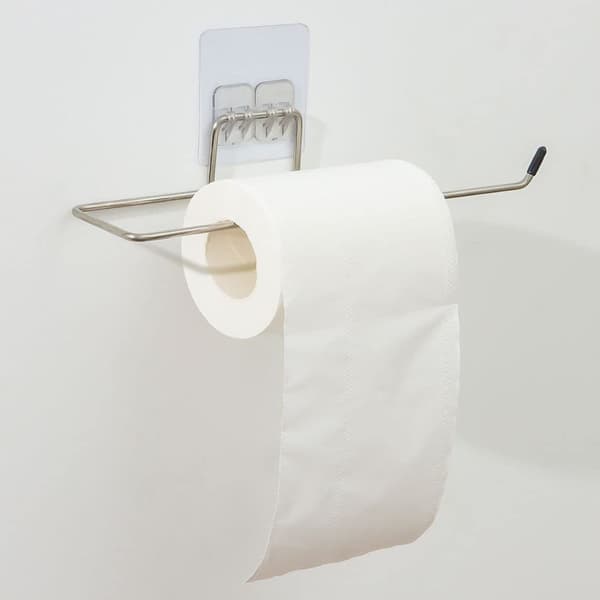 Self-adhesive wall rack for paper towels, bath ball hanger, multi-functional wall-mounted paper holder for bathroom and kitchen
