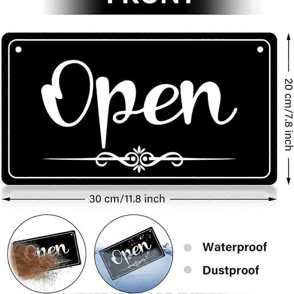 Practical and Beautiful Double-Sided Open/Closed Sign with Opening Hours