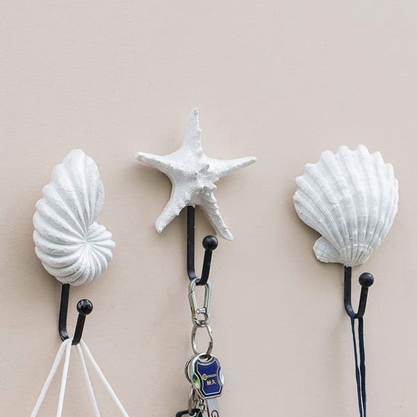 Wall Coat Rack, 3 Pcs Resin Hangers Decorative Hooks (White)