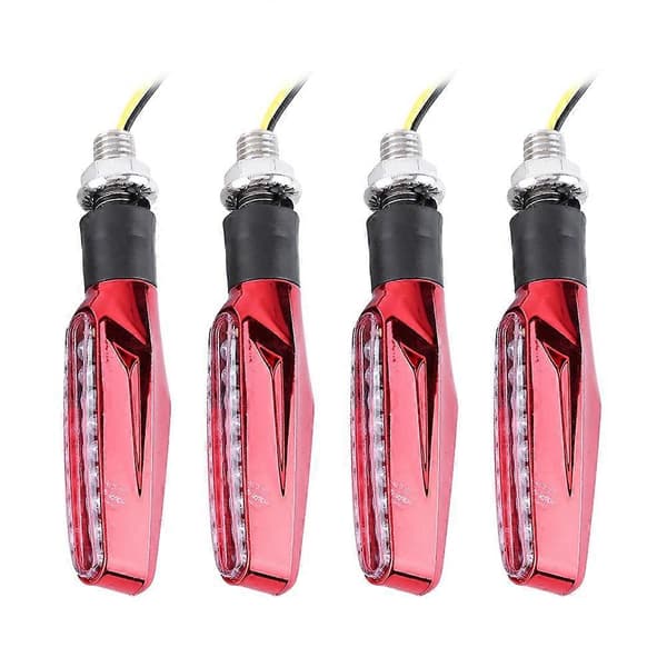 4x Motorcycle Universal 9 LED Turn Signal Indicator Light Amber Red Light