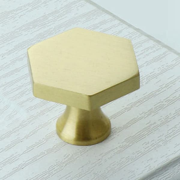 Set of 4 Brass Knobs for Cabinets, Dresser Knobs for Dresser Drawers and Pull Knobs and Pulls, with Screws